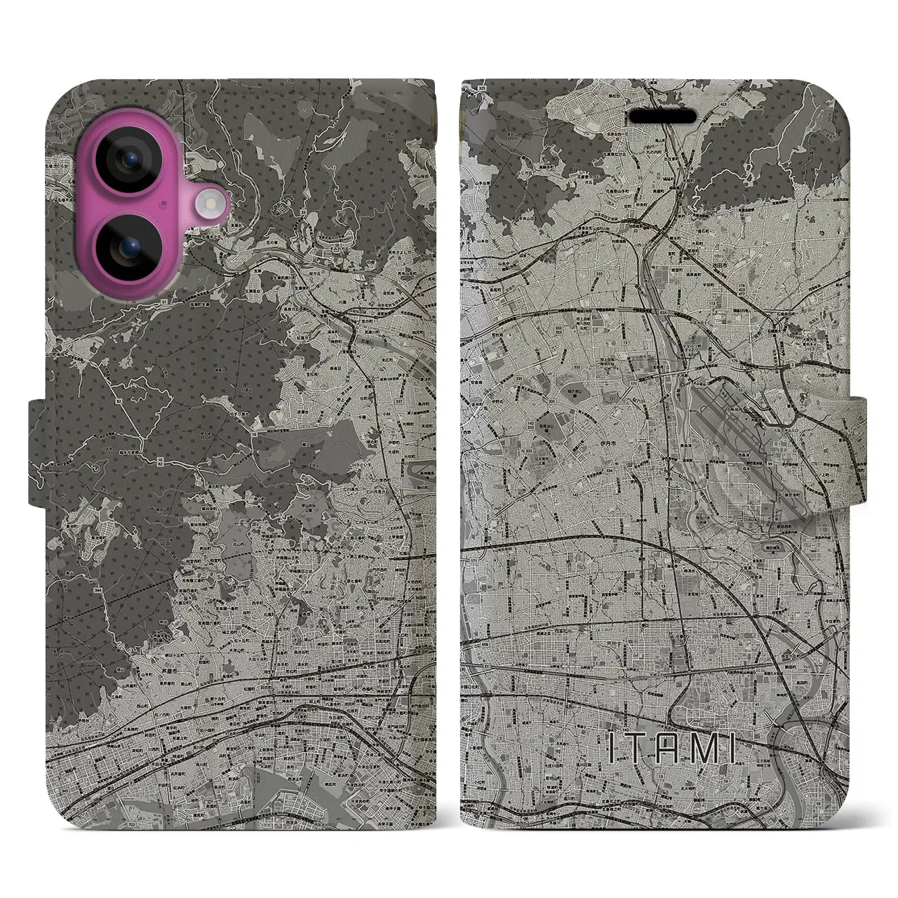 【伊丹(兵庫県)】地図柄iPhoneケース(手帳タイプ)