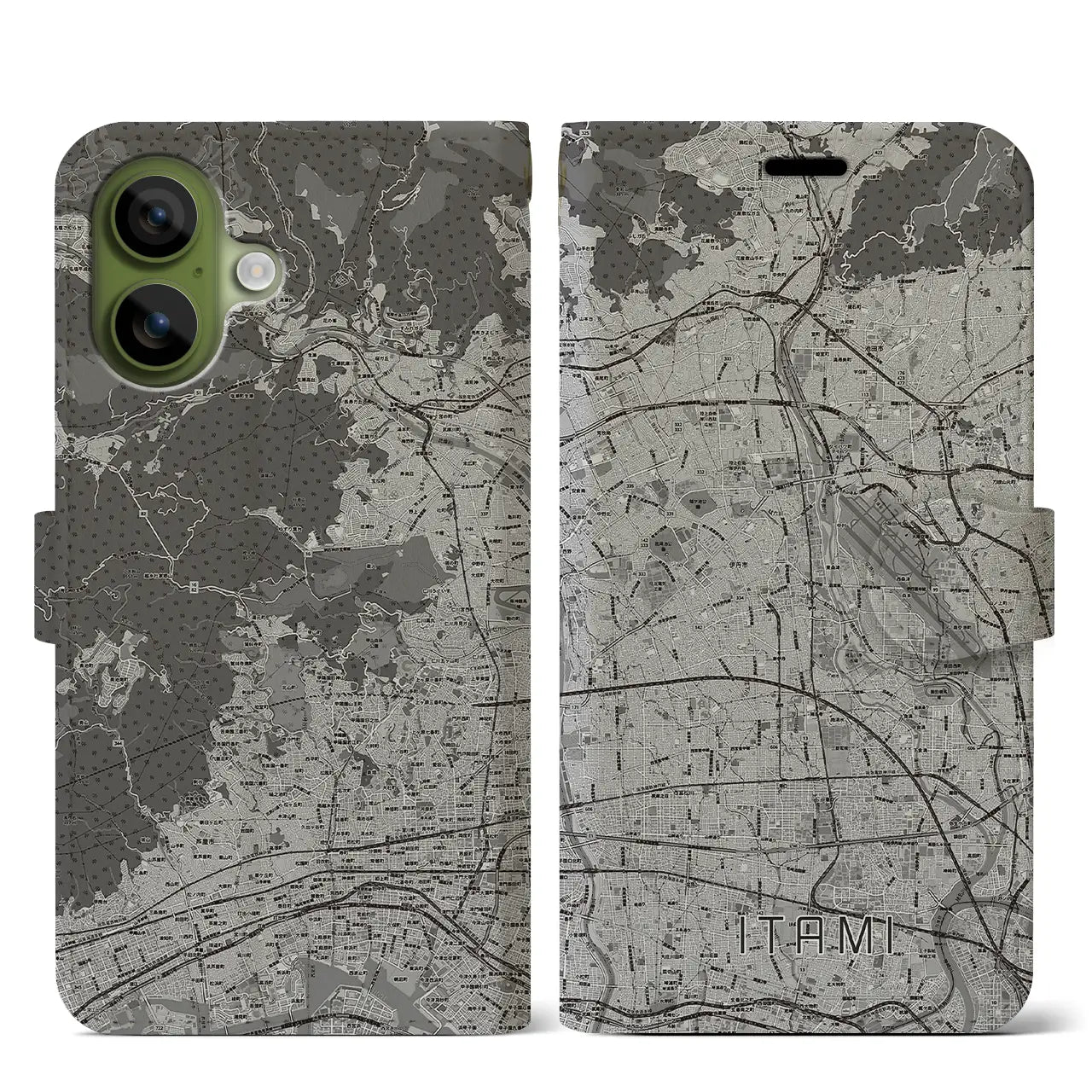 【伊丹(兵庫県)】地図柄iPhoneケース(手帳タイプ)