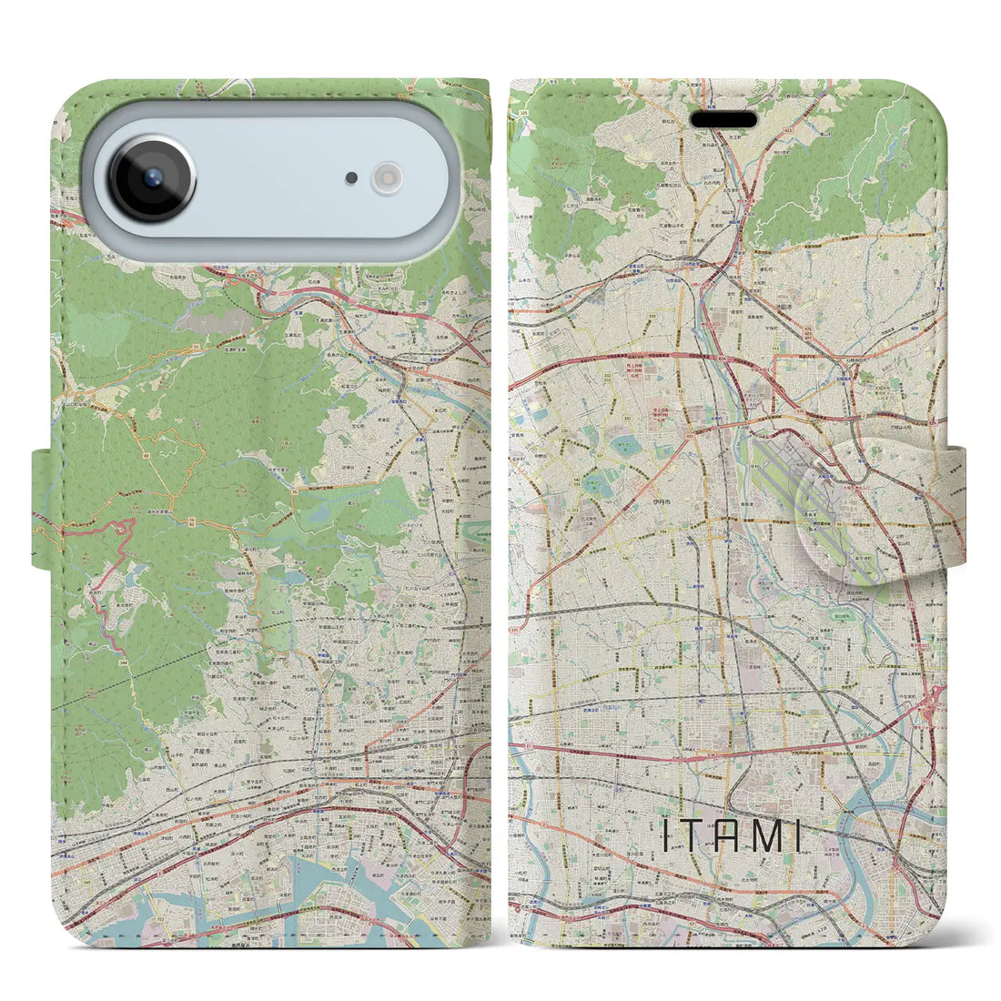 【伊丹(兵庫県)】地図柄iPhoneケース(手帳タイプ)ナチュラル・iPhone 17 Pro Max 用