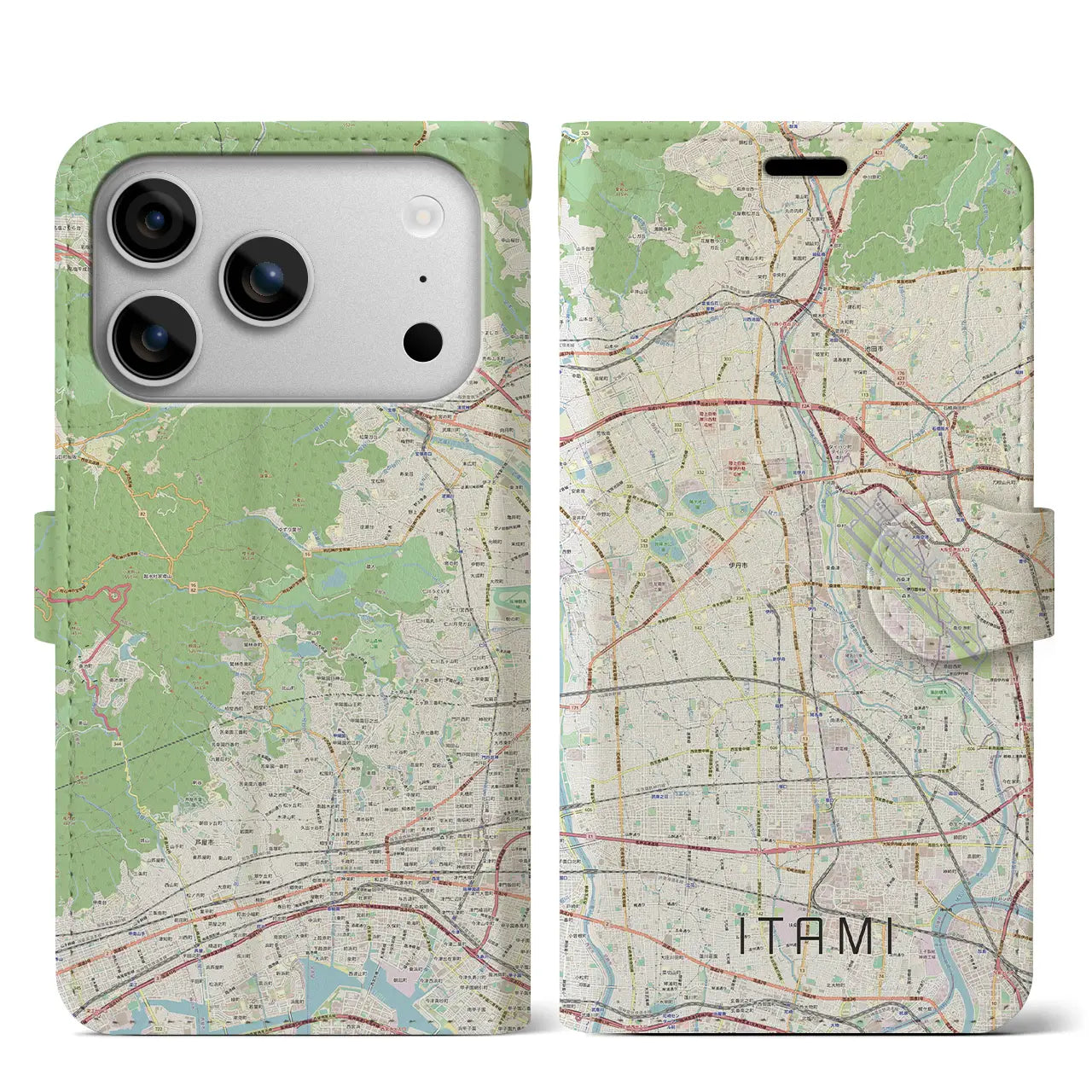 【伊丹(兵庫県)】地図柄iPhoneケース(手帳タイプ)