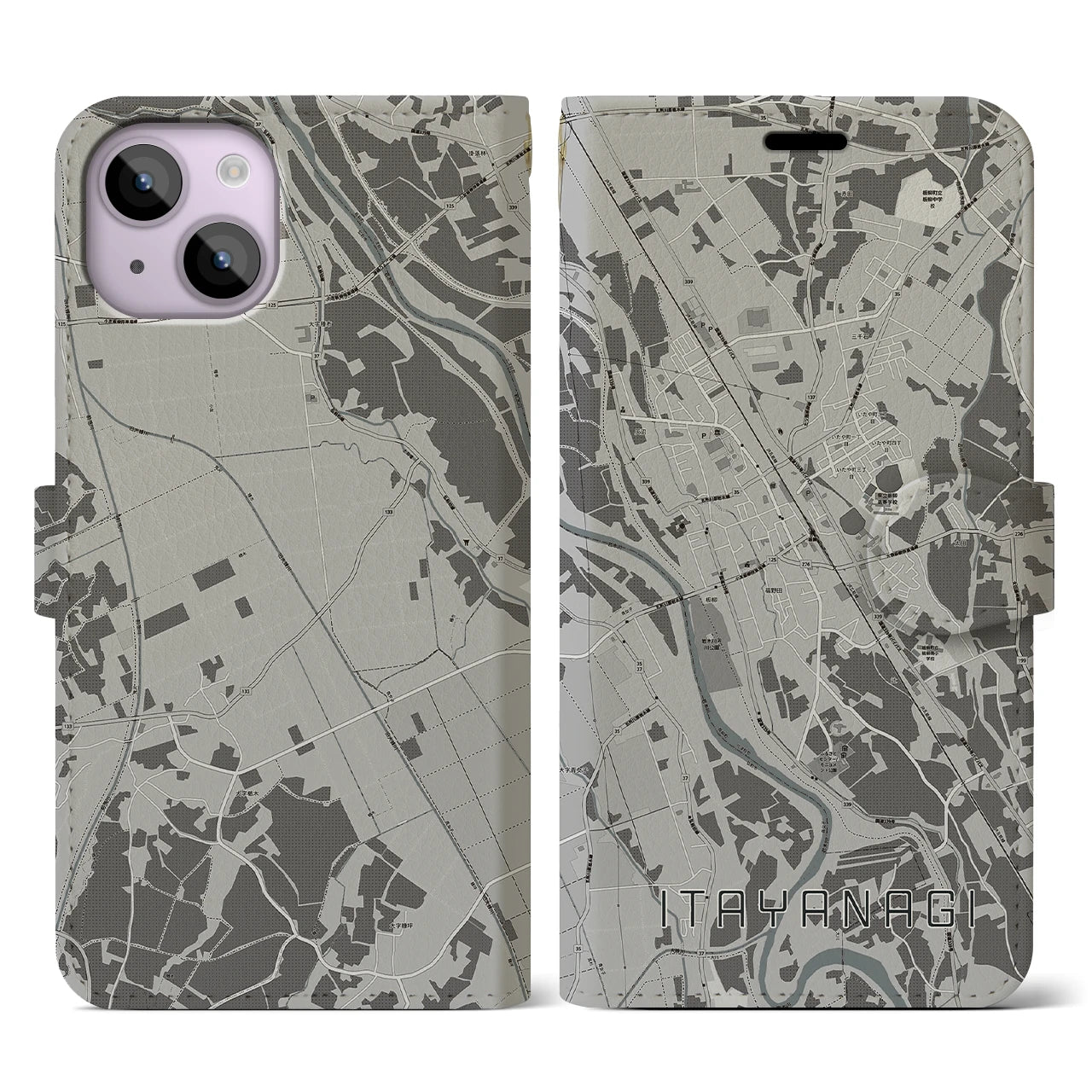 【板柳(青森県)】地図柄iPhoneケース(手帳タイプ)