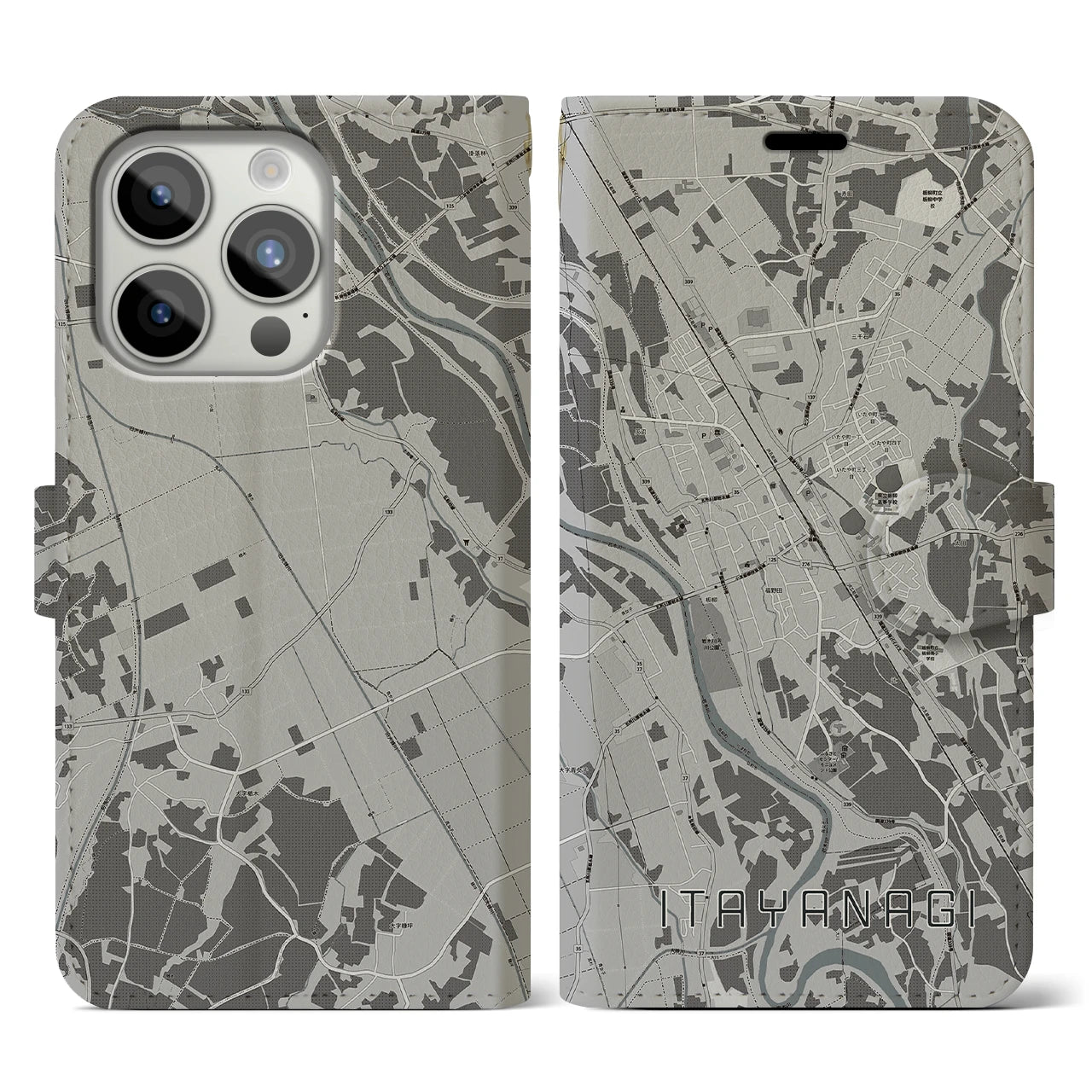 【板柳(青森県)】地図柄iPhoneケース(手帳タイプ)