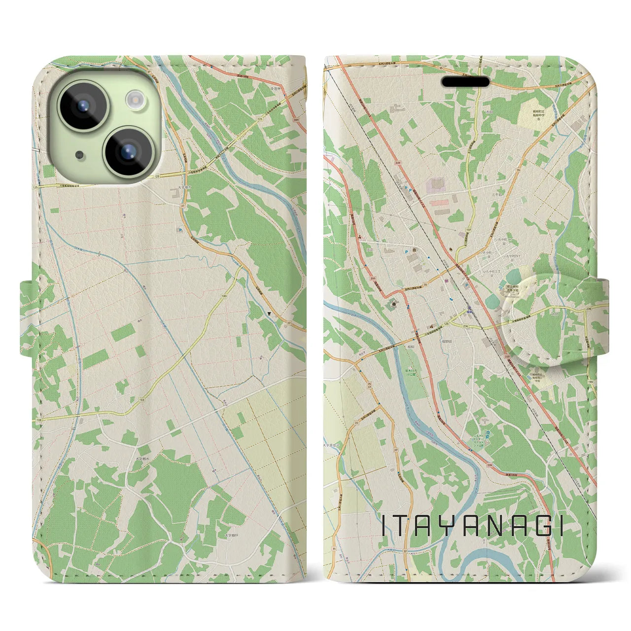 【板柳(青森県)】地図柄iPhoneケース(手帳タイプ)