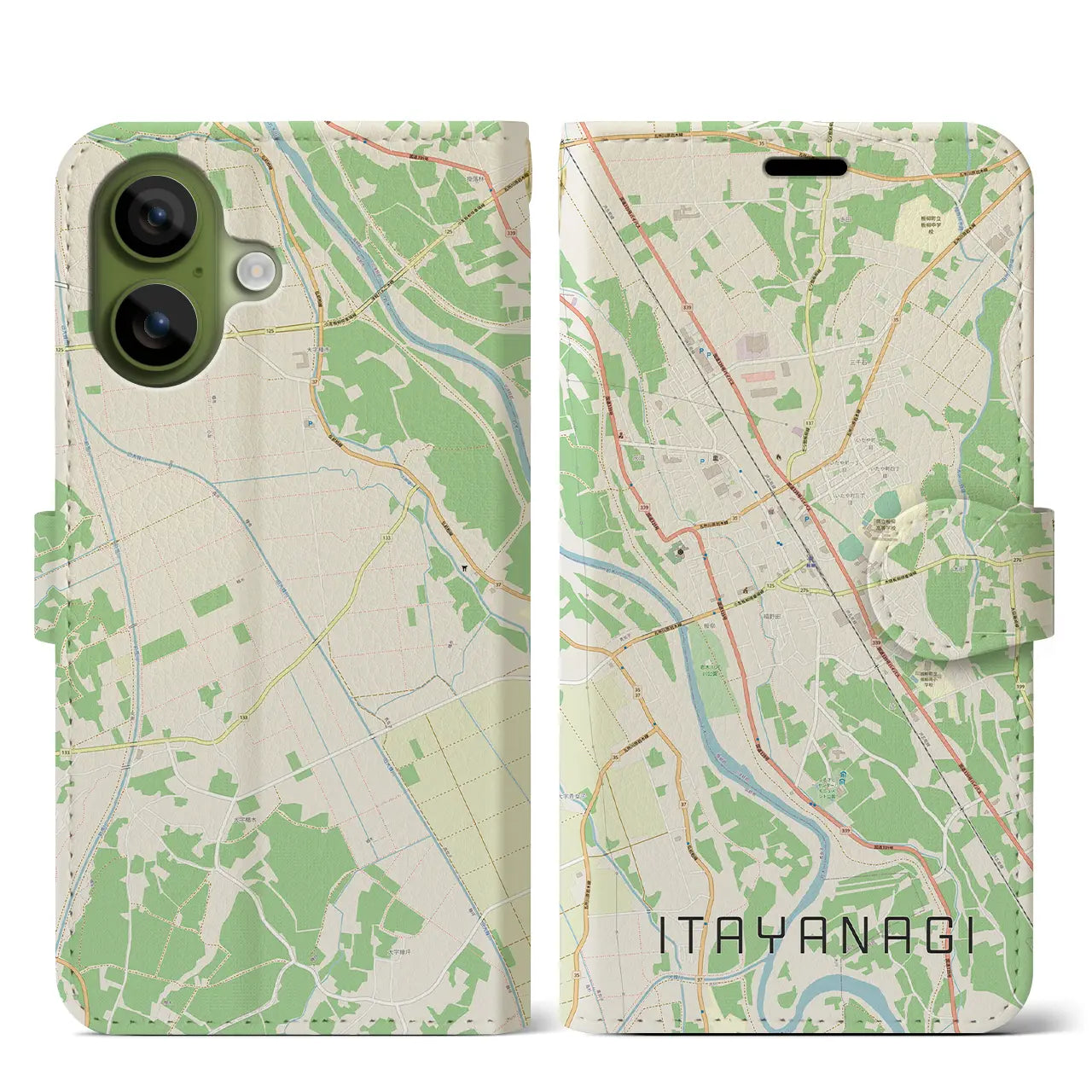 【板柳(青森県)】地図柄iPhoneケース(手帳タイプ)