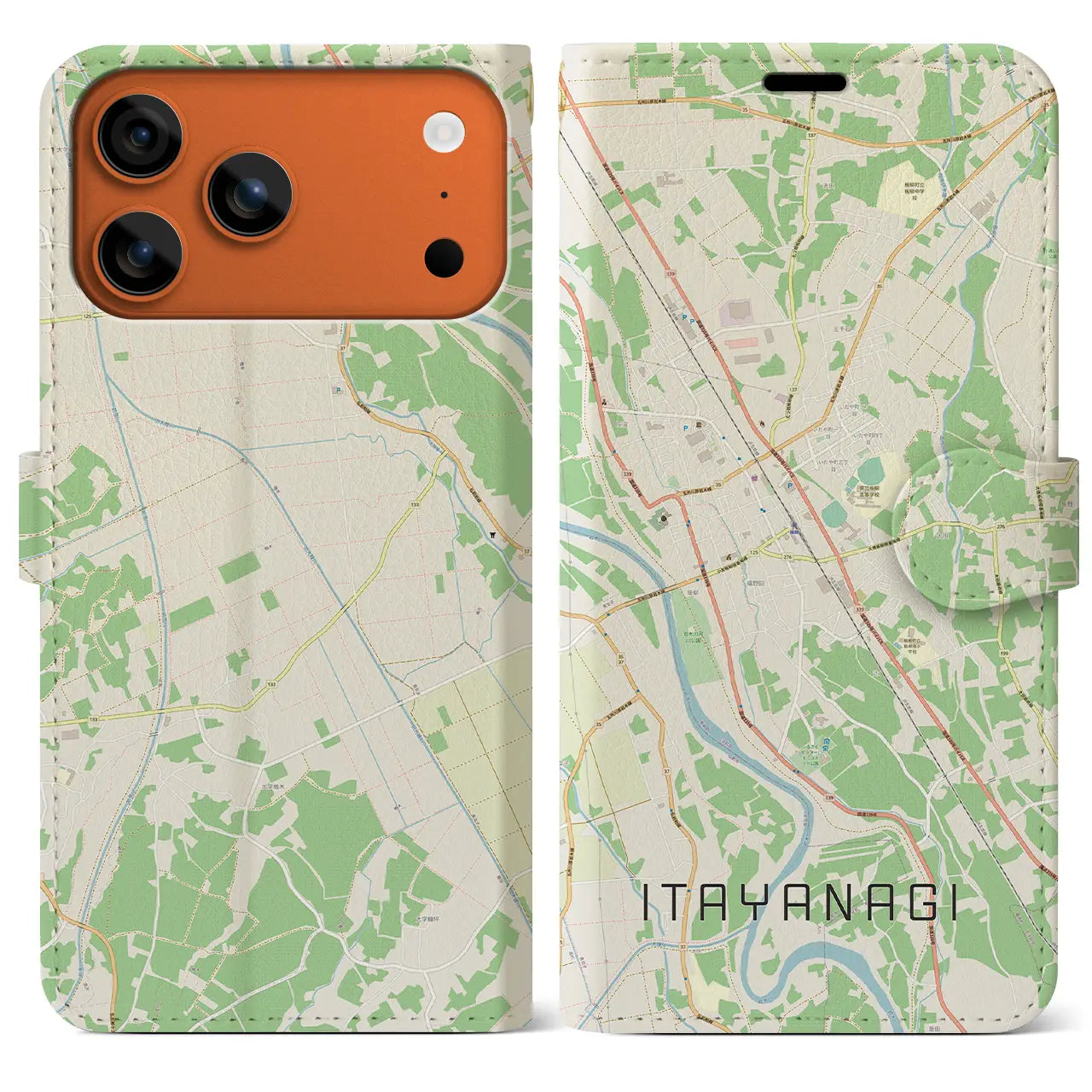 【板柳(青森県)】地図柄iPhoneケース(手帳タイプ)