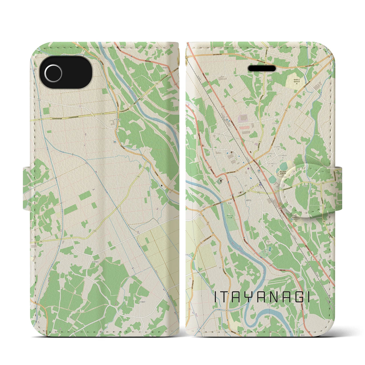 【板柳(青森県)】地図柄iPhoneケース(手帳タイプ)