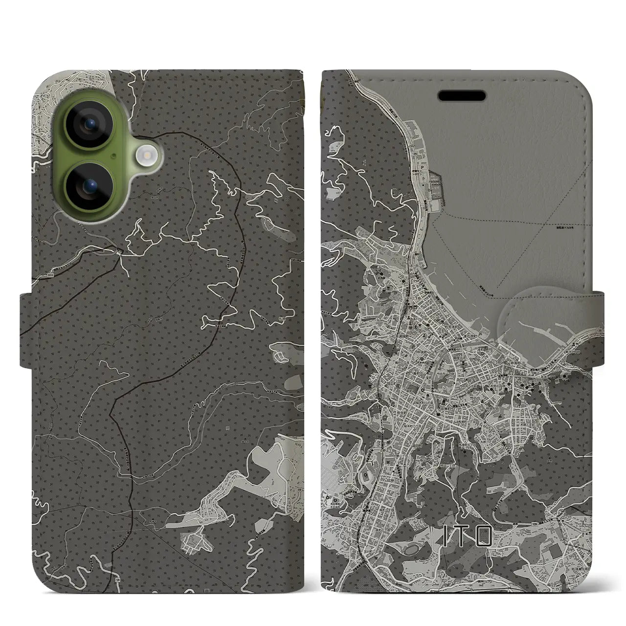 【伊東(静岡県)】地図柄iPhoneケース(手帳タイプ)