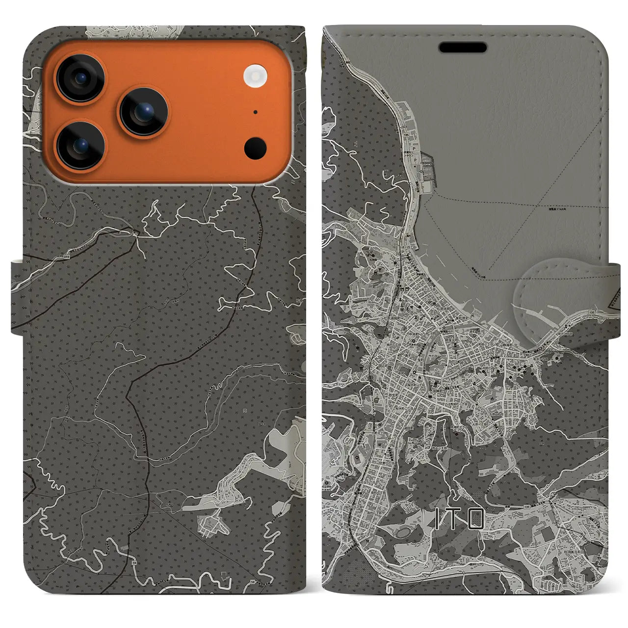 【伊東(静岡県)】地図柄iPhoneケース(手帳タイプ)