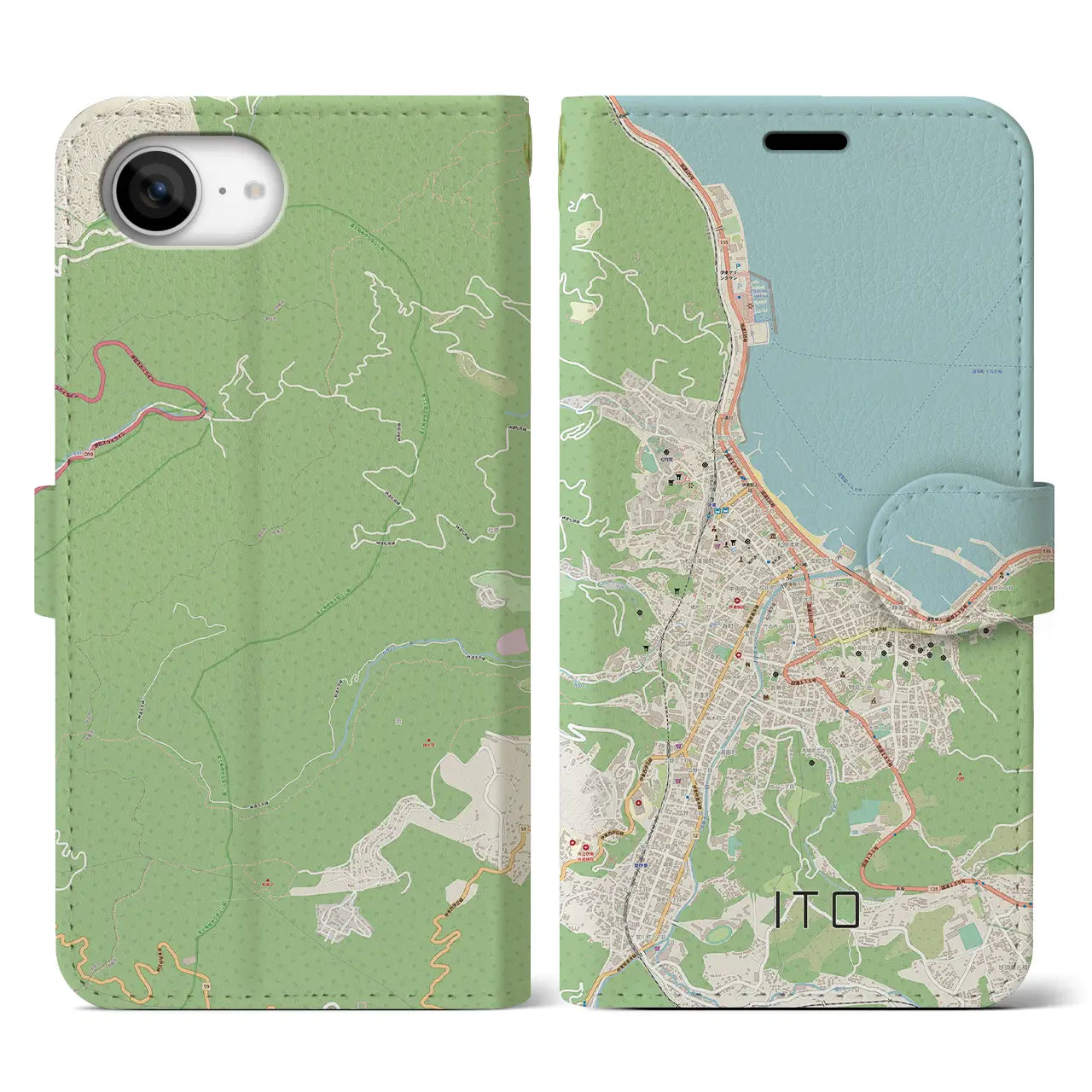 【伊東(静岡県)】地図柄iPhoneケース(手帳タイプ)