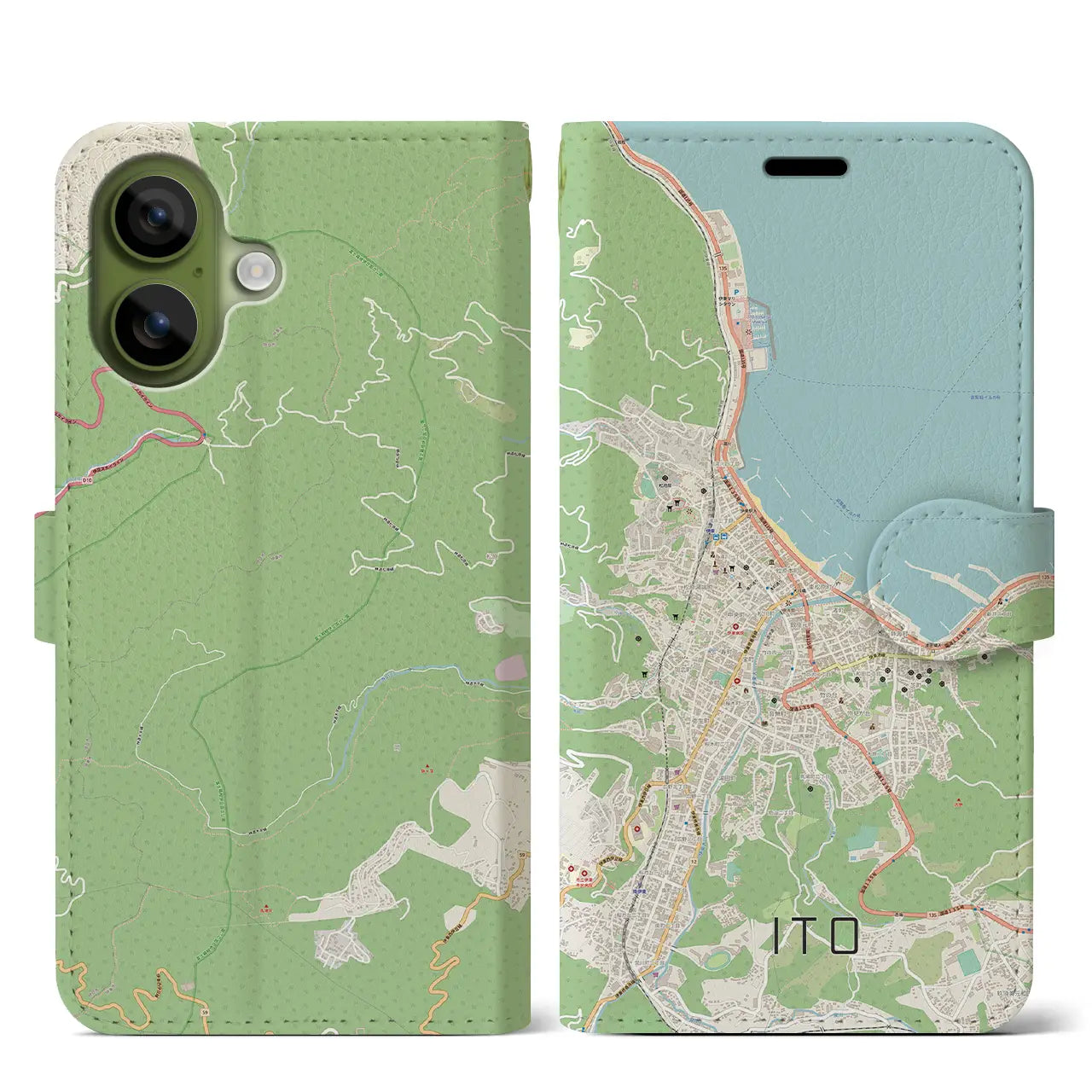 【伊東(静岡県)】地図柄iPhoneケース(手帳タイプ)