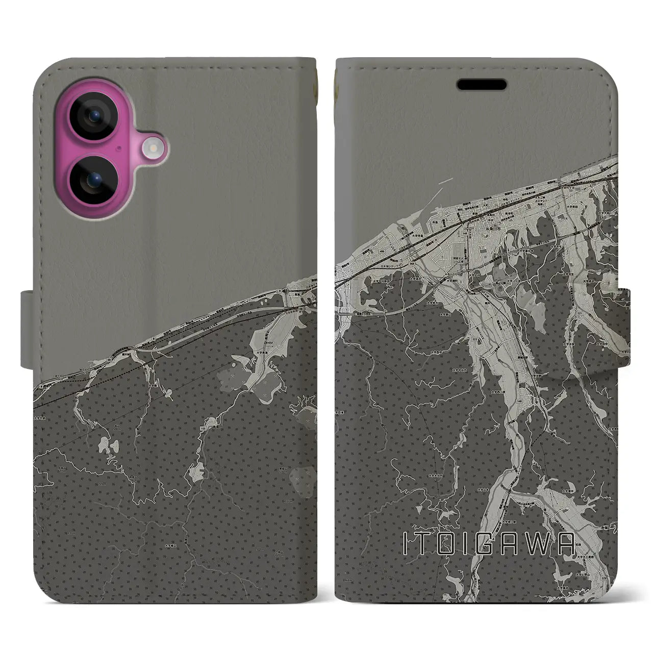 【糸魚川(新潟県)】地図柄iPhoneケース(手帳タイプ)