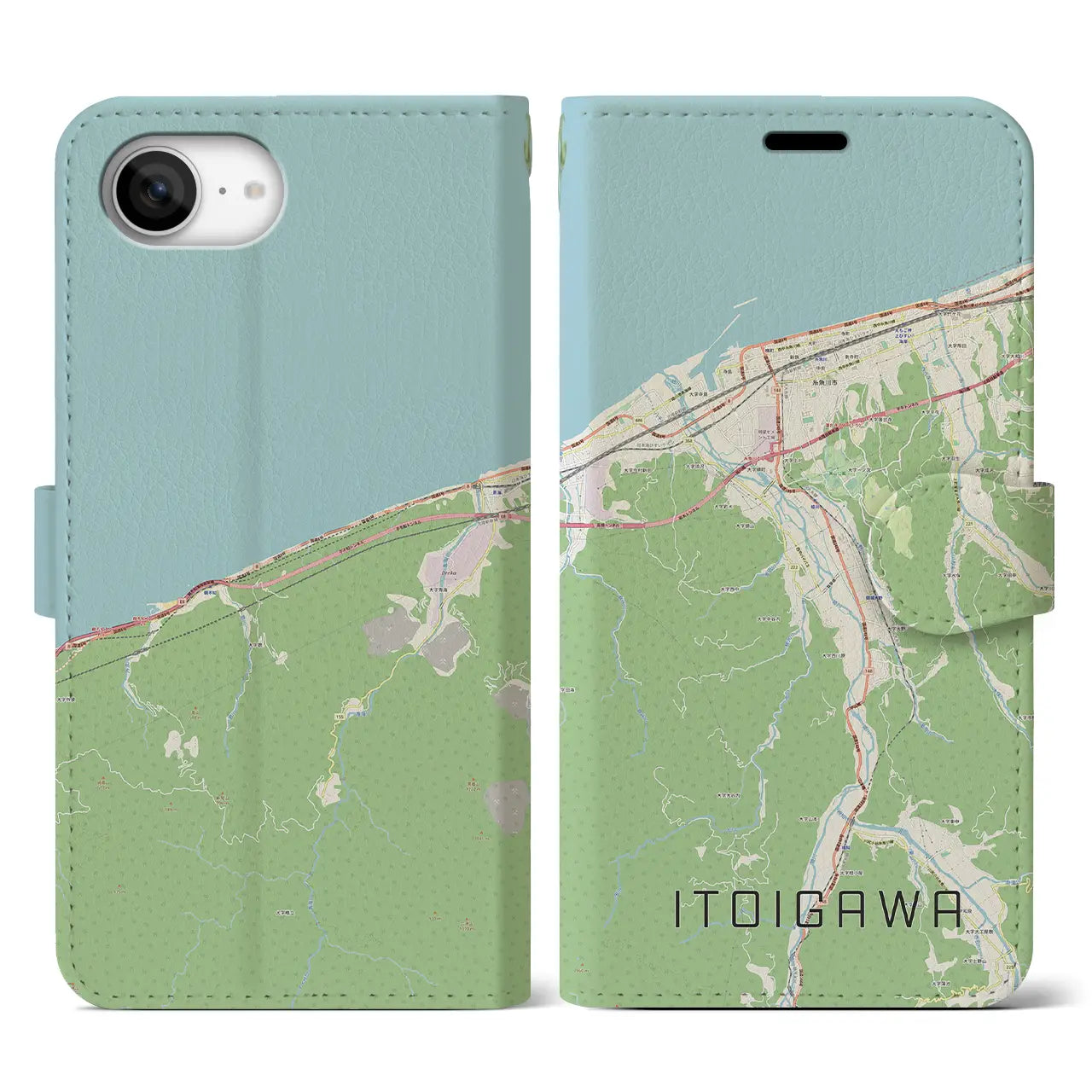 【糸魚川(新潟県)】地図柄iPhoneケース(手帳タイプ)