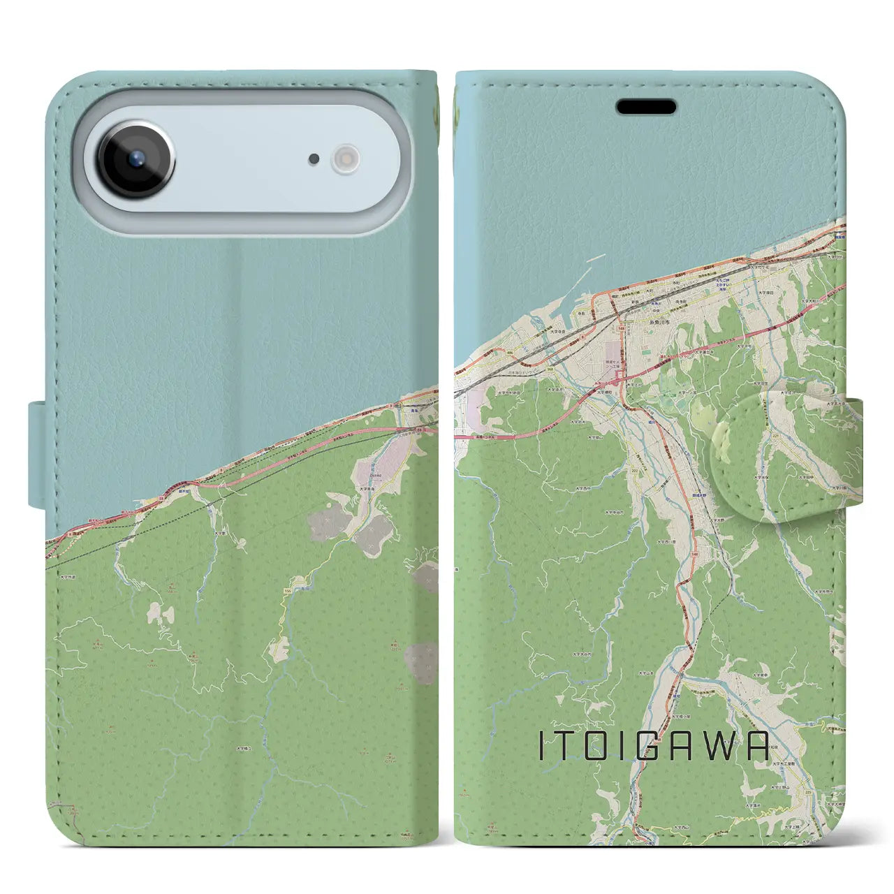 【糸魚川(新潟県)】地図柄iPhoneケース(手帳タイプ)