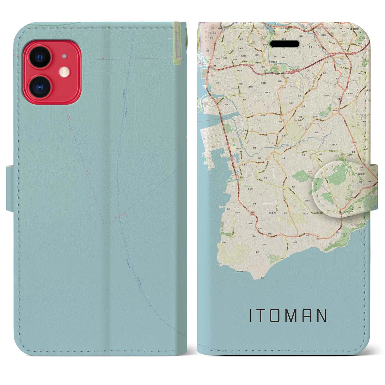 【糸満(沖縄県)】地図柄iPhoneケース(手帳タイプ)ナチュラル・iPhone 11 用