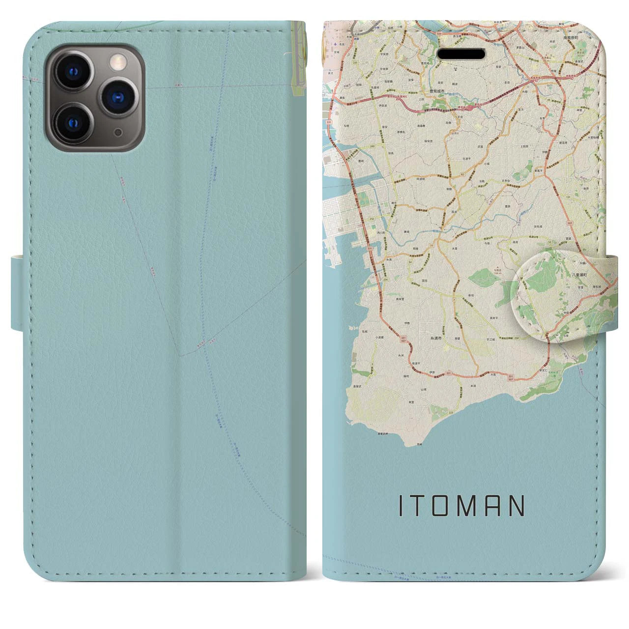 【糸満(沖縄県)】地図柄iPhoneケース(手帳タイプ)ナチュラル・iPhone 11 Pro Max 用