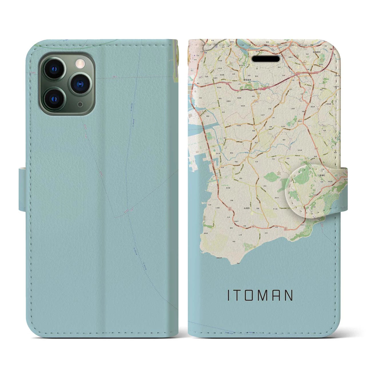 【糸満(沖縄県)】地図柄iPhoneケース(手帳タイプ)ナチュラル・iPhone 11 Pro 用