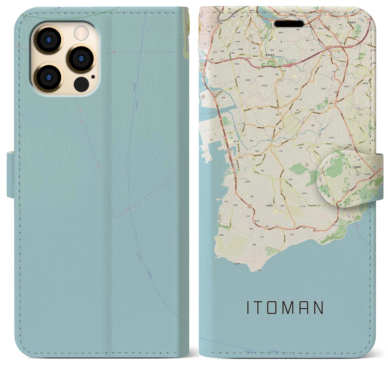 【糸満(沖縄県)】地図柄iPhoneケース(手帳タイプ)ナチュラル・iPhone 12 Pro Max 用