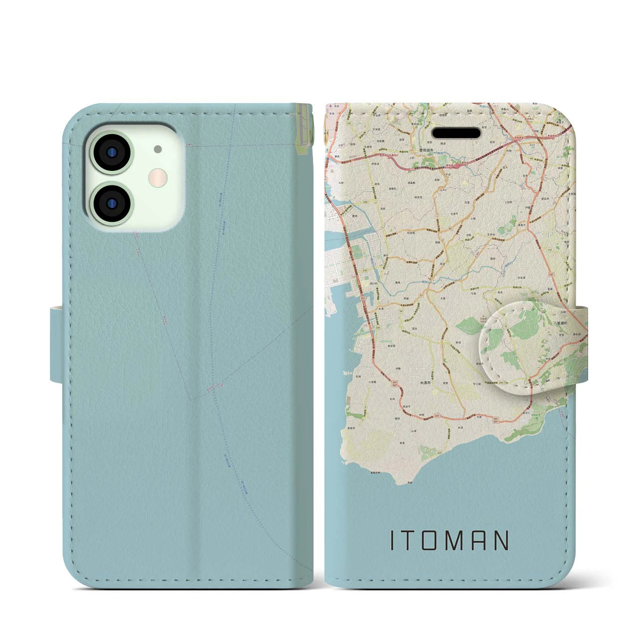 【糸満(沖縄県)】地図柄iPhoneケース(手帳タイプ)ナチュラル・iPhone 12 mini 用