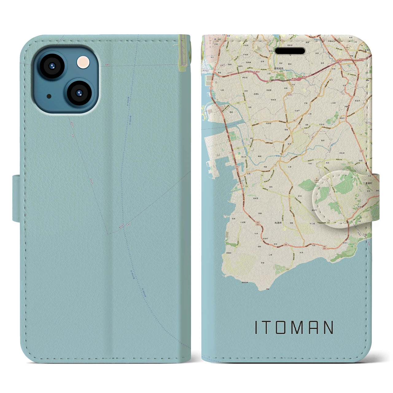 【糸満(沖縄県)】地図柄iPhoneケース(手帳タイプ)ナチュラル・iPhone 13 用
