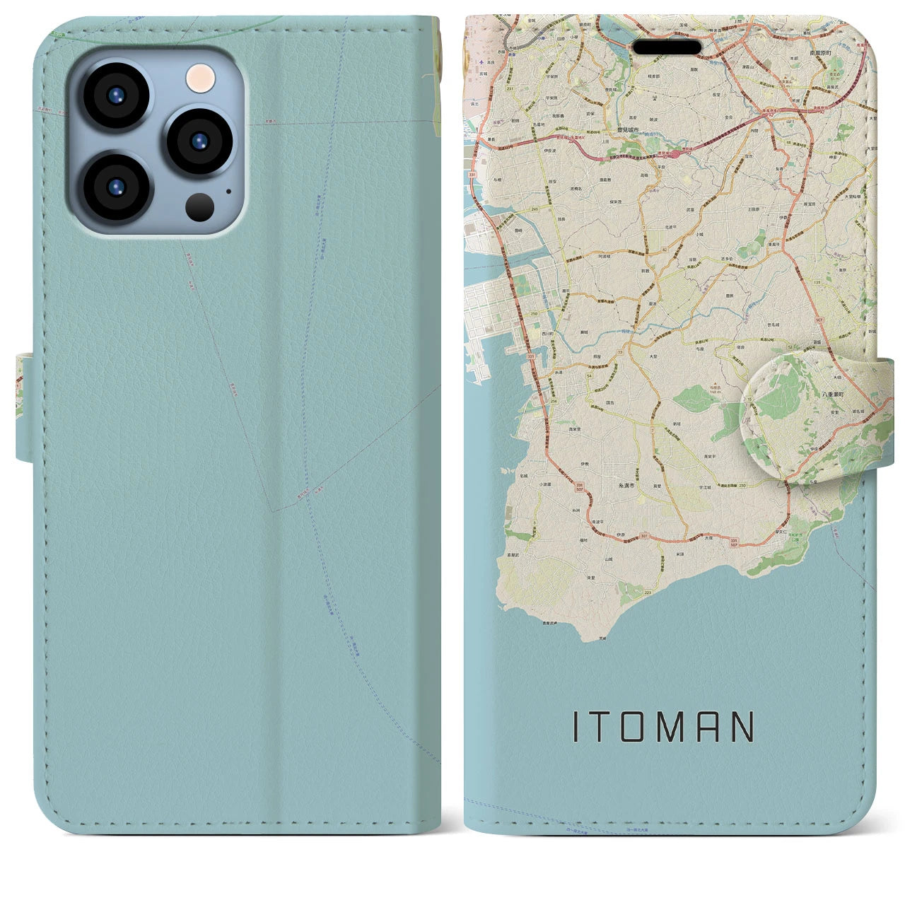 【糸満(沖縄県)】地図柄iPhoneケース(手帳タイプ)ナチュラル・iPhone 13 Pro Max 用