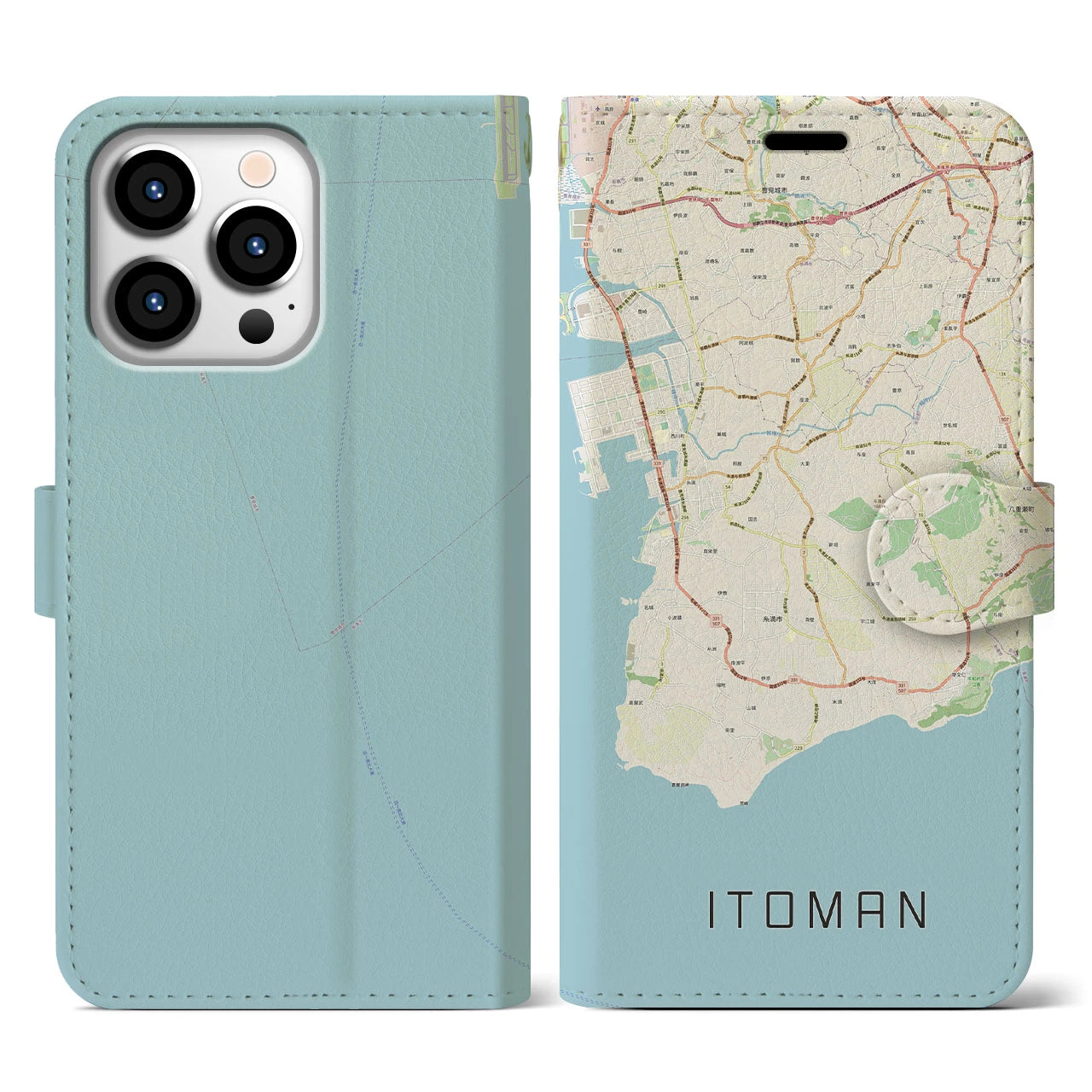 【糸満(沖縄県)】地図柄iPhoneケース(手帳タイプ)ナチュラル・iPhone 13 Pro 用