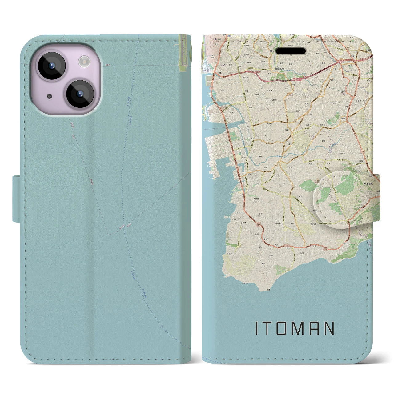 【糸満(沖縄県)】地図柄iPhoneケース(手帳タイプ)ナチュラル・iPhone 14 用