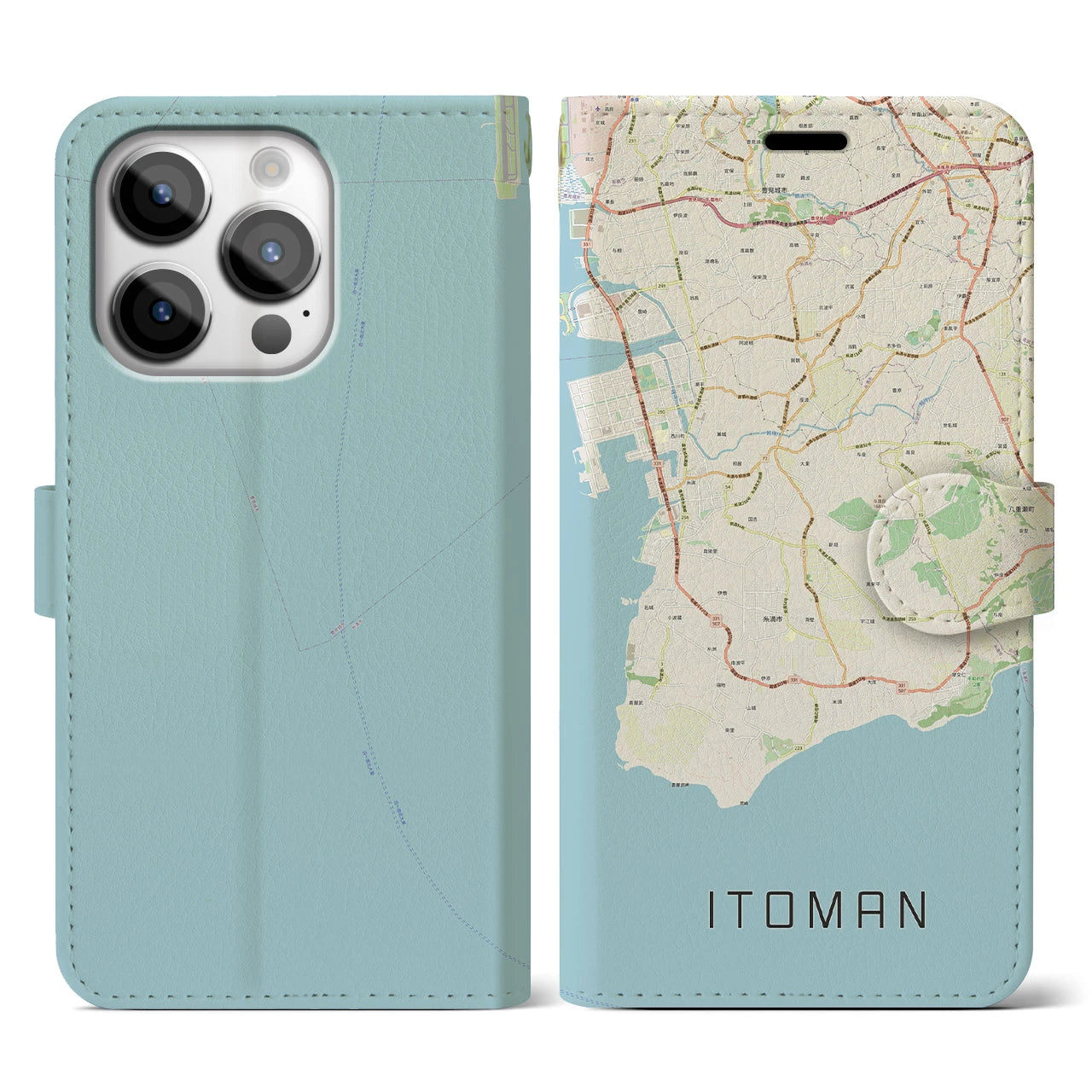 【糸満(沖縄県)】地図柄iPhoneケース(手帳タイプ)ナチュラル・iPhone 14 Pro 用