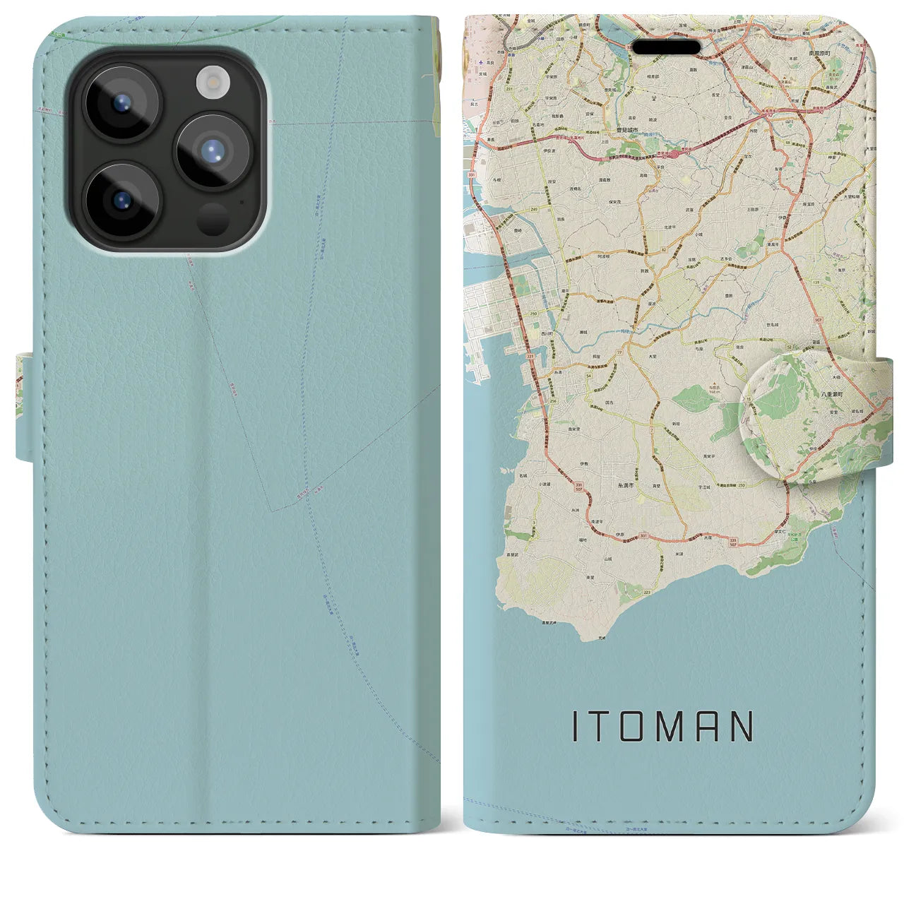 【糸満(沖縄県)】地図柄iPhoneケース(手帳タイプ)ナチュラル・iPhone 15 Pro Max 用