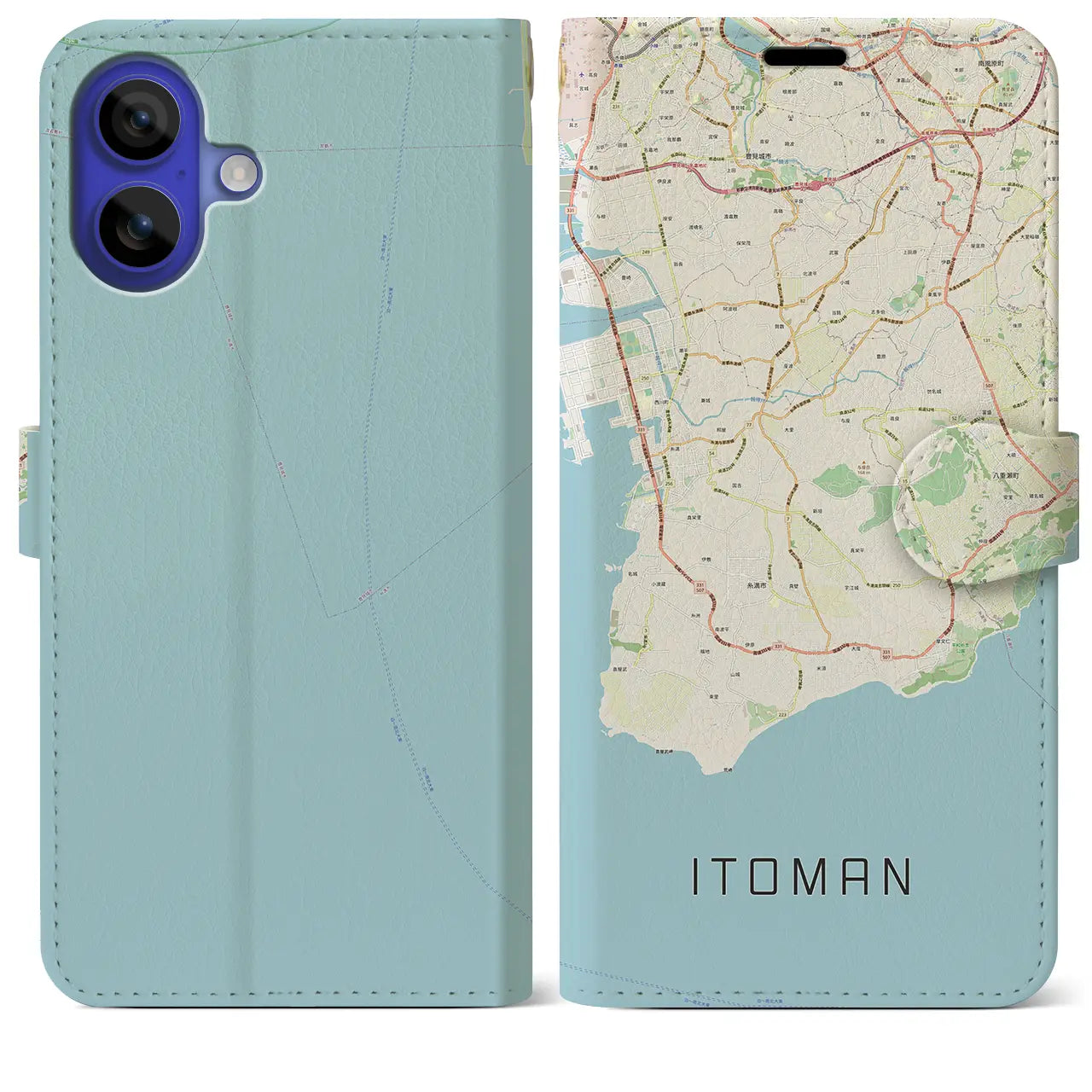 【糸満(沖縄県)】地図柄iPhoneケース(手帳タイプ)ナチュラル・iPhone 16 Pro Max 用