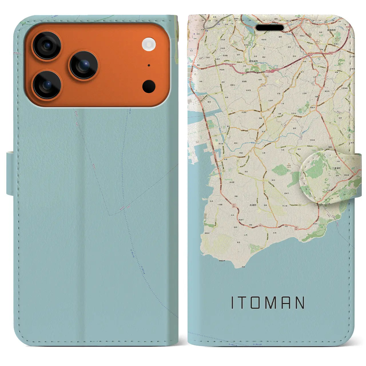 【糸満(沖縄県)】地図柄iPhoneケース(手帳タイプ)ナチュラル・iPhone 17 Pro Max 用