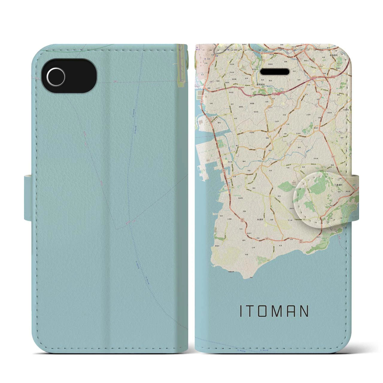 【糸満(沖縄県)】地図柄iPhoneケース(手帳タイプ)ナチュラル・iPhone SE(第3 / 第2世代) / 8 / 7 / 6s / 6 用