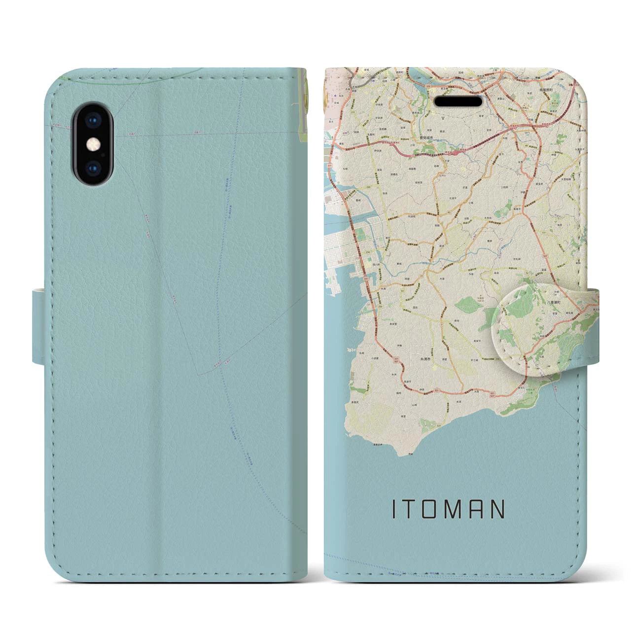 【糸満(沖縄県)】地図柄iPhoneケース(手帳タイプ)ナチュラル・iPhone XS / X 用