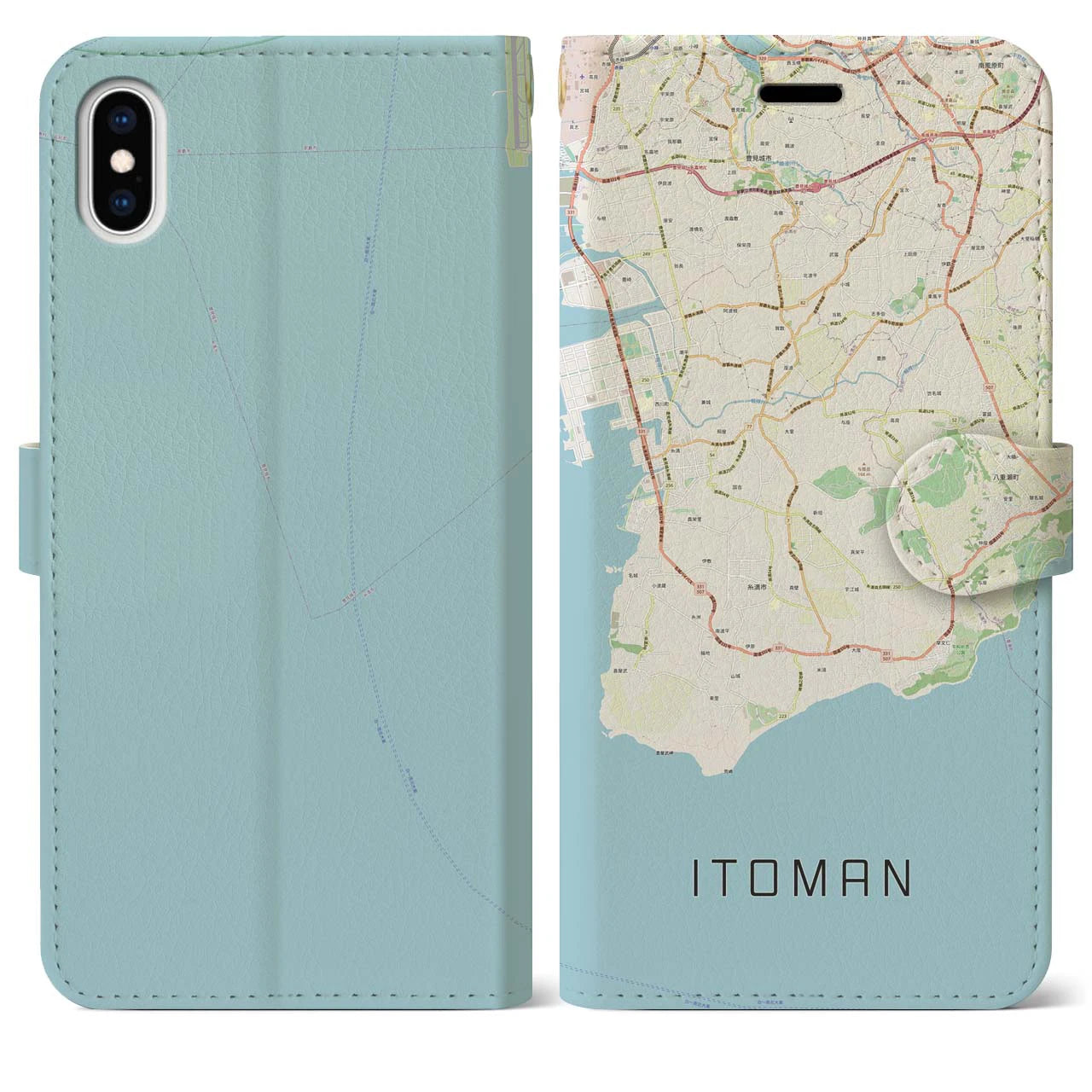 【糸満(沖縄県)】地図柄iPhoneケース(手帳タイプ)ナチュラル・iPhone XS Max 用