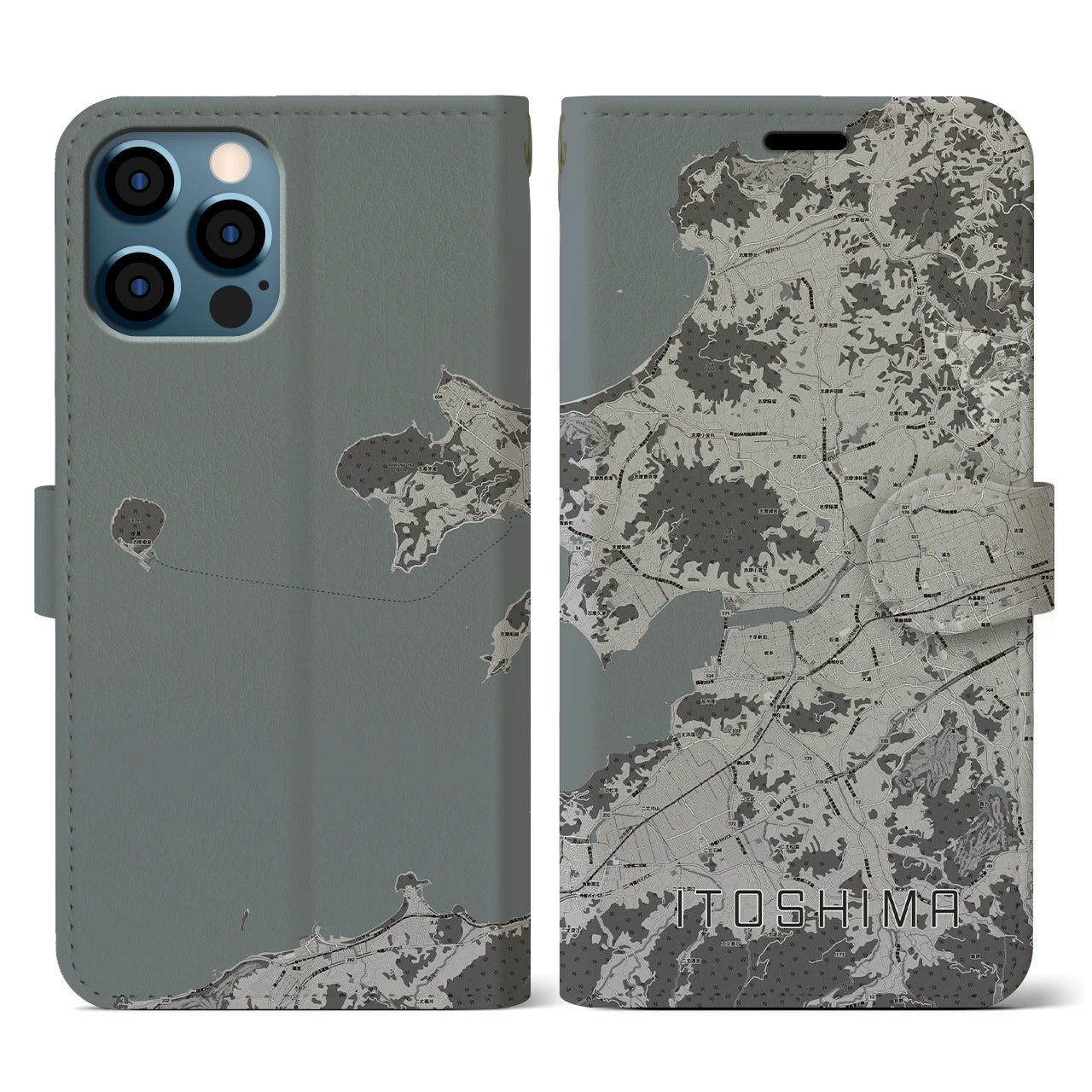 【糸島(福岡県)】地図柄iPhoneケース(手帳タイプ)