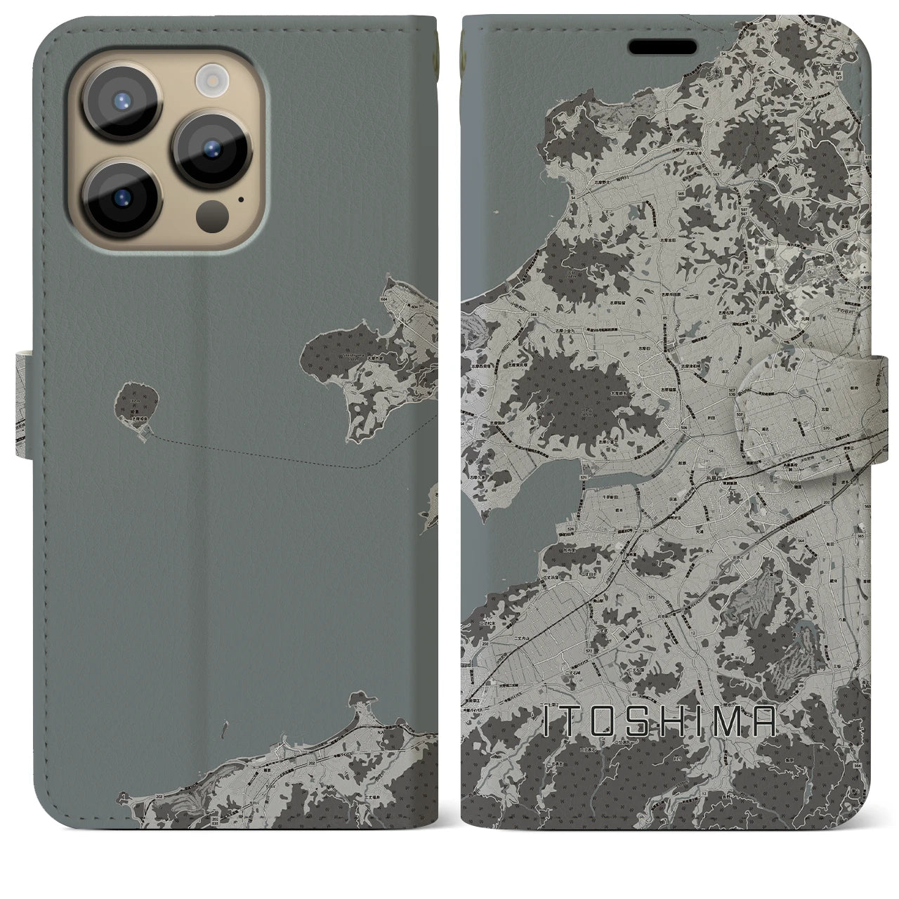 【糸島(福岡県)】地図柄iPhoneケース(手帳タイプ)