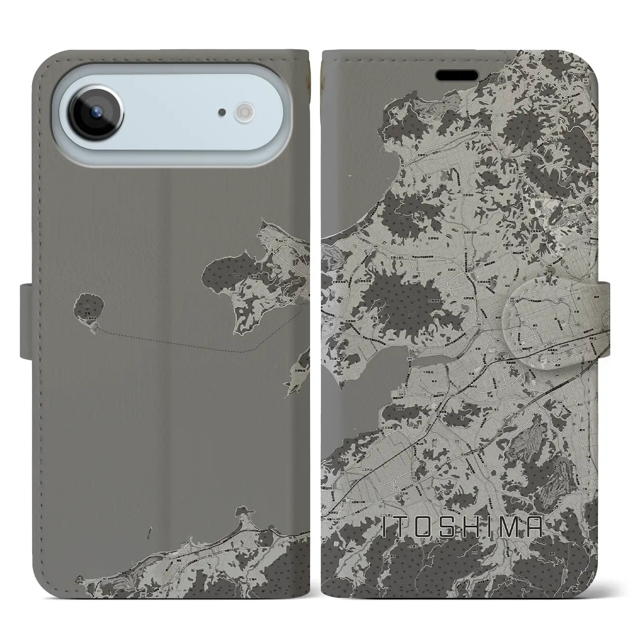 【糸島(福岡県)】地図柄iPhoneケース(手帳タイプ)
