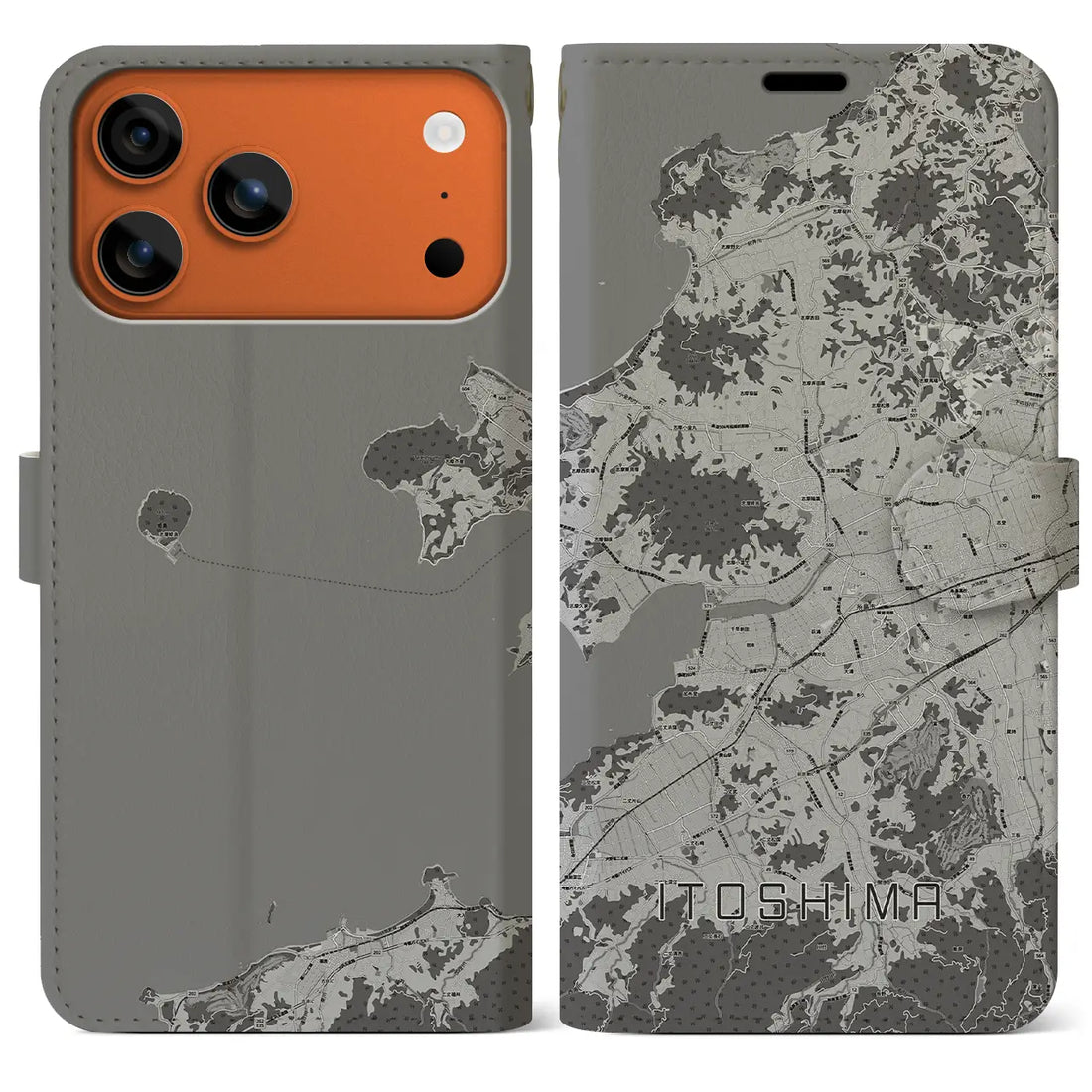 【糸島(福岡県)】地図柄iPhoneケース(手帳タイプ)