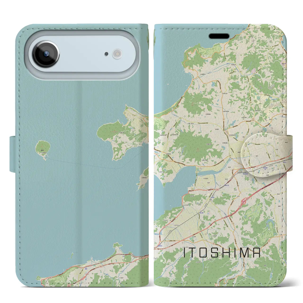【糸島(福岡県)】地図柄iPhoneケース(手帳タイプ)