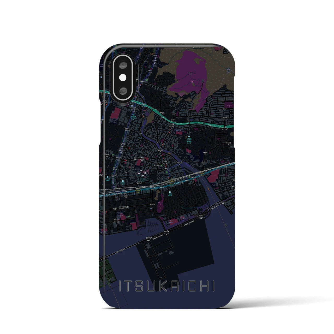 【五日市(広島県)】地図柄iPhoneケース(バックカバータイプ)