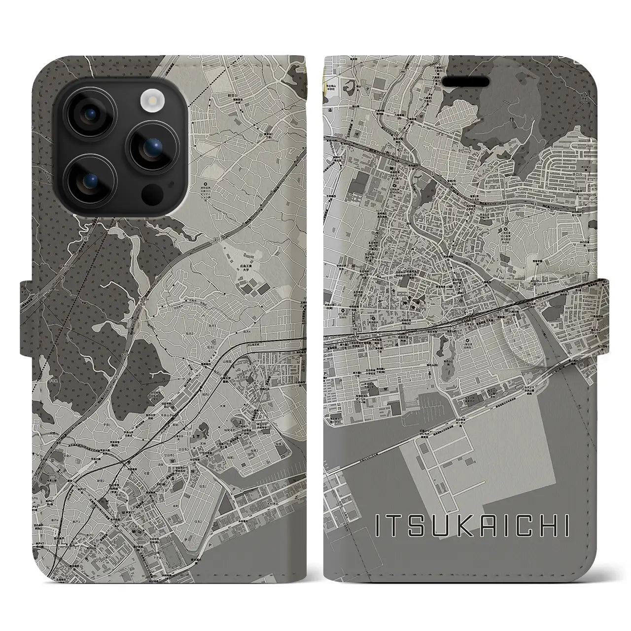 【五日市(広島県)】地図柄iPhoneケース(手帳タイプ)