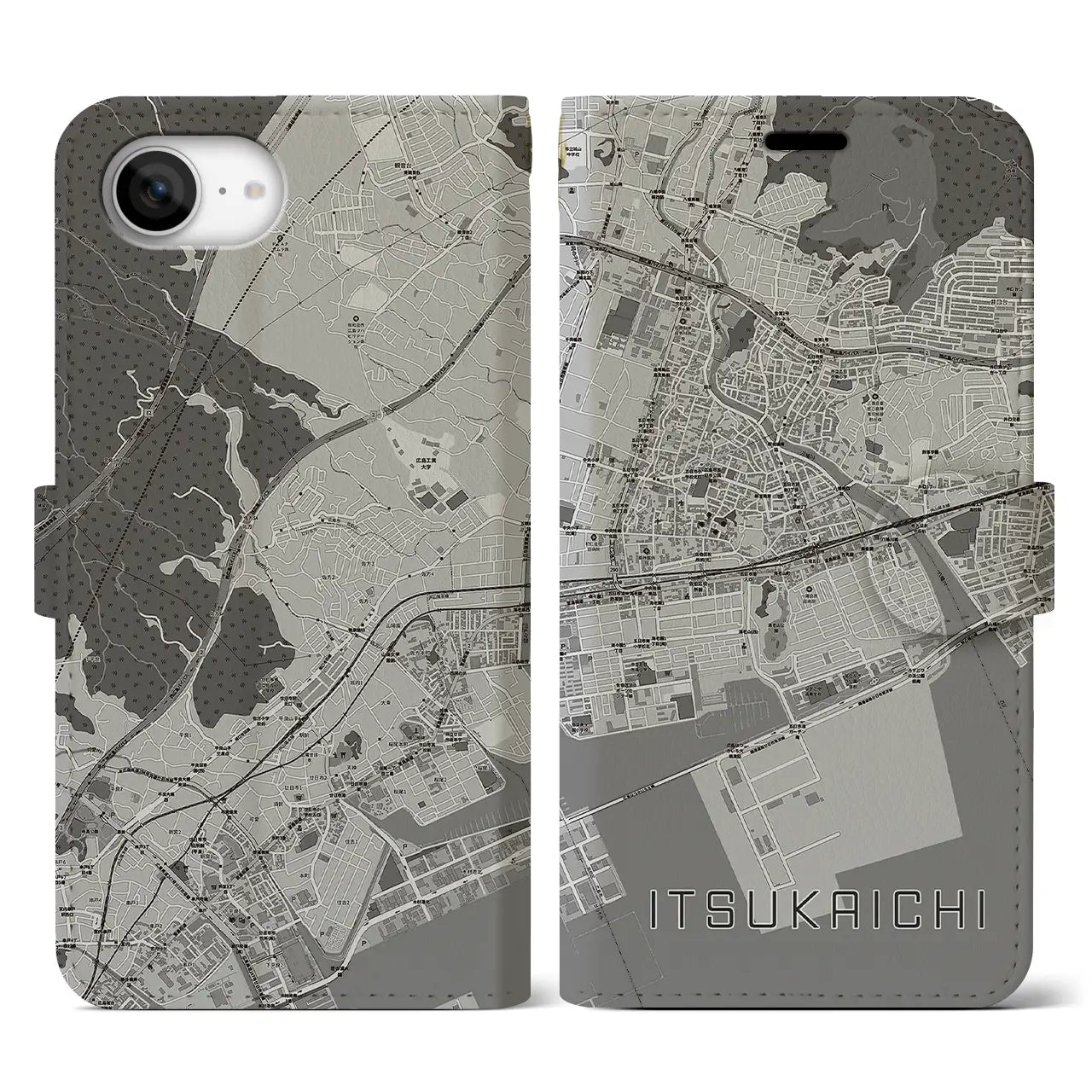 【五日市(広島県)】地図柄iPhoneケース(手帳タイプ)