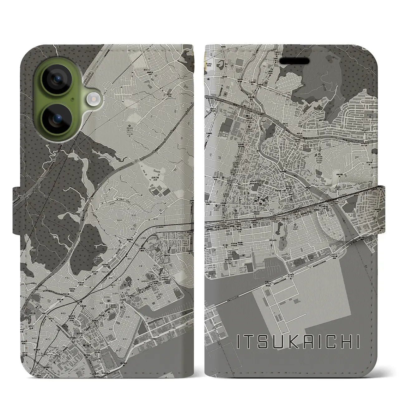 【五日市(広島県)】地図柄iPhoneケース(手帳タイプ)