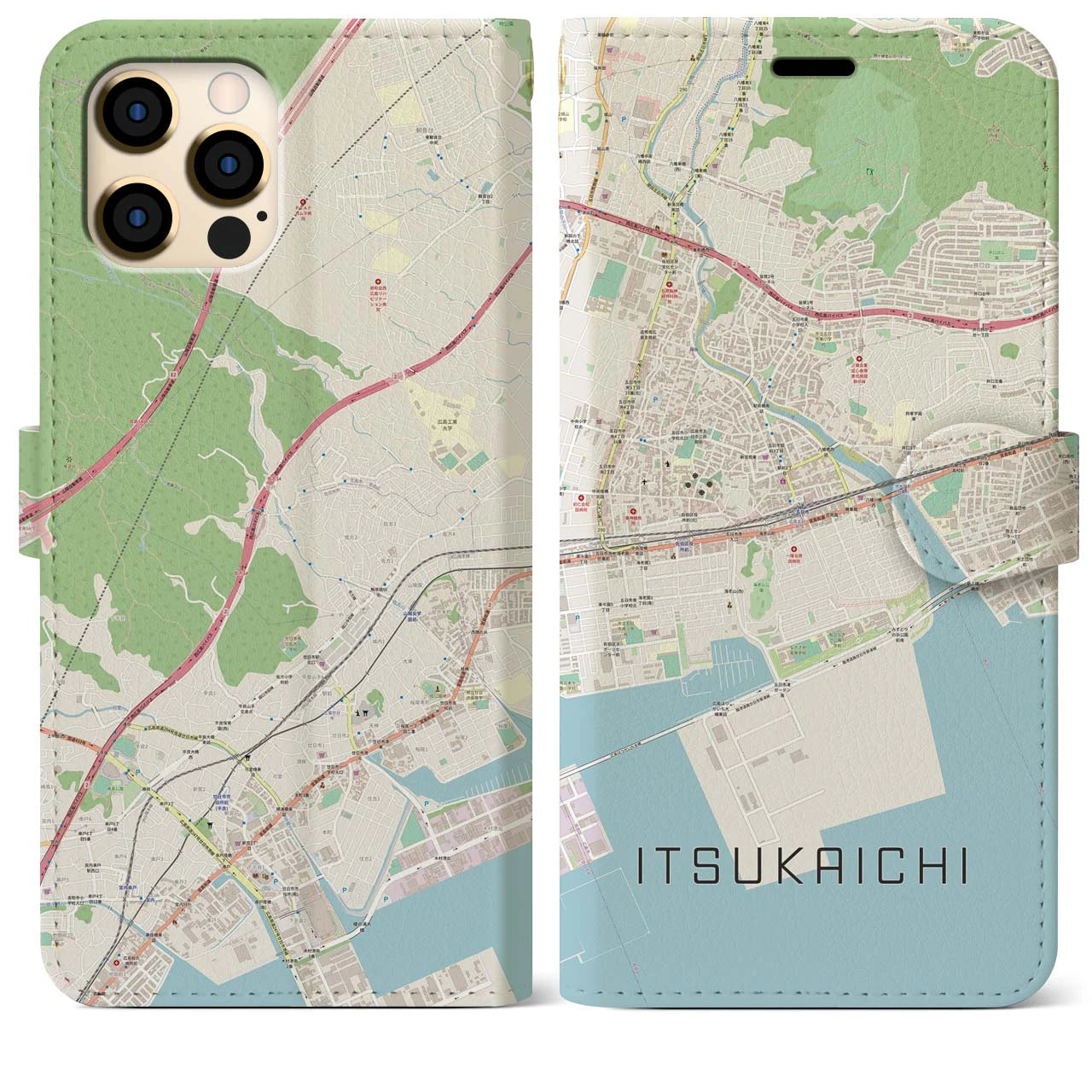 【五日市(広島県)】地図柄iPhoneケース(手帳タイプ)