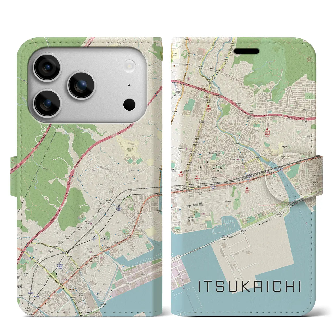 【五日市(広島県)】地図柄iPhoneケース(手帳タイプ)