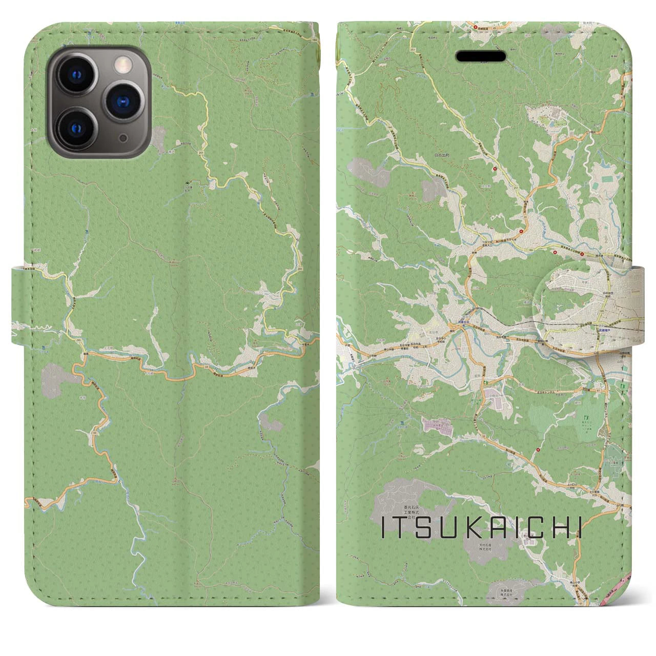【五日市(東京都)】地図柄iPhoneケース(手帳タイプ)ナチュラル・iPhone 11 Pro Max 用