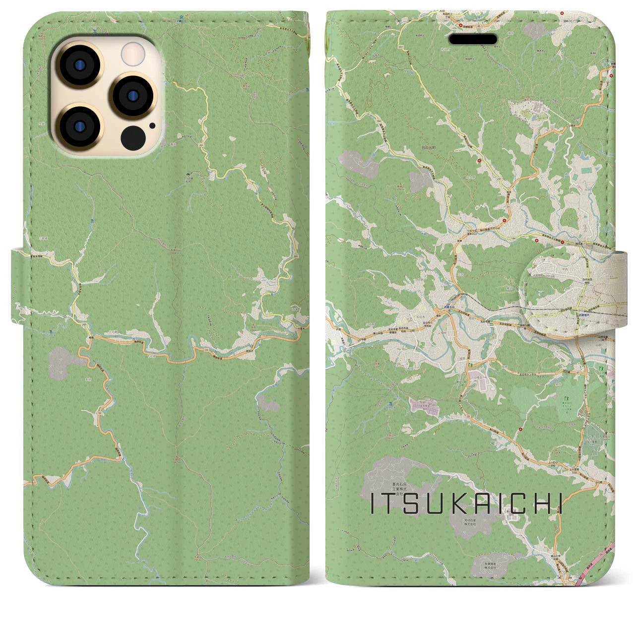 【五日市(東京都)】地図柄iPhoneケース(手帳タイプ)ナチュラル・iPhone 12 Pro Max 用
