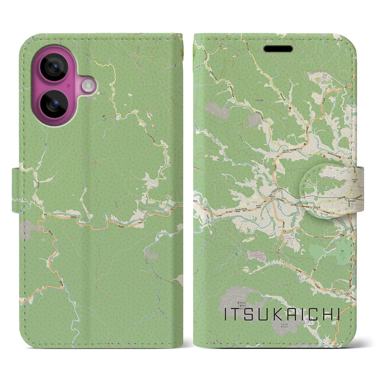 【五日市(東京都)】地図柄iPhoneケース(手帳タイプ)ナチュラル・iPhone 16 Pro 用