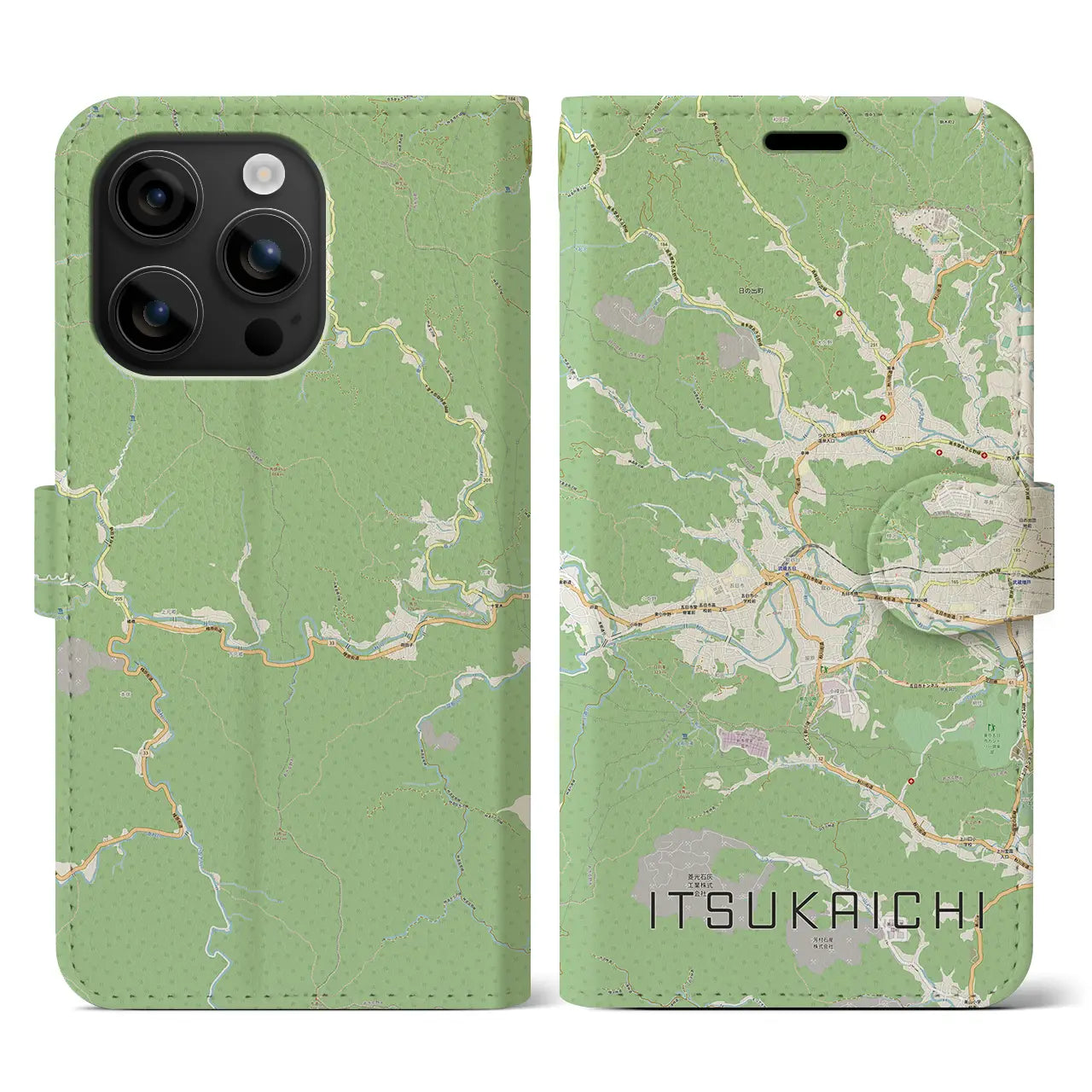 【五日市(東京都)】地図柄iPhoneケース(手帳タイプ)ナチュラル・iPhone 16 用