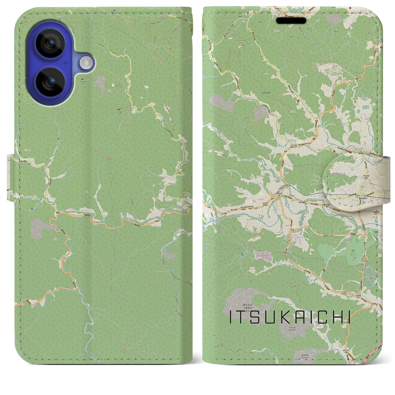 【五日市(東京都)】地図柄iPhoneケース(手帳タイプ)ナチュラル・iPhone 16 Pro Max 用