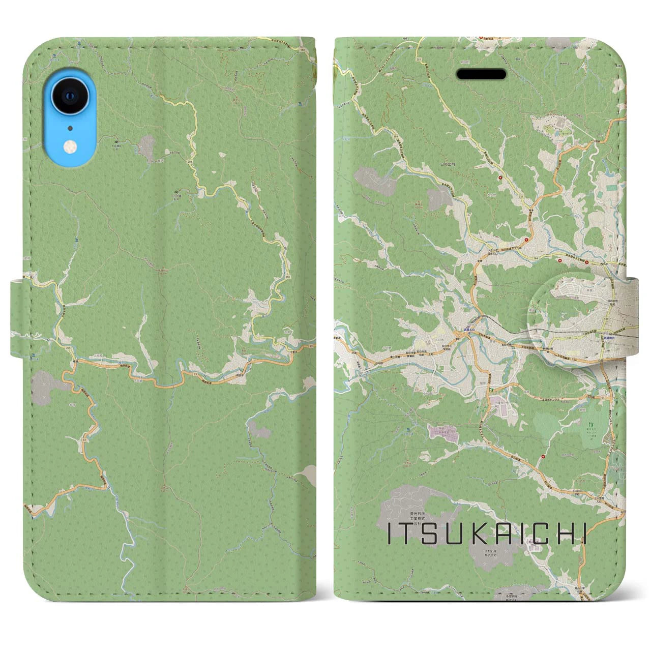 【五日市(東京都)】地図柄iPhoneケース(手帳タイプ)ナチュラル・iPhone XR 用